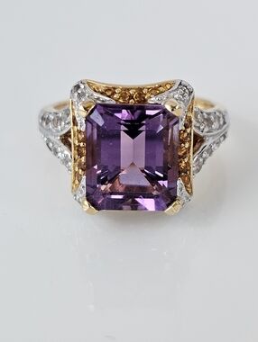 Authentic Victoria Wieck Amethyst & Citrine & Absolute Gems Ring Vermeil Sz 10
